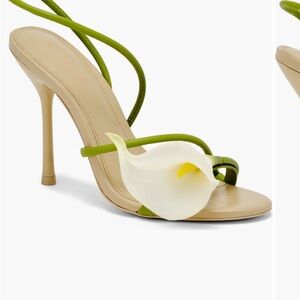 Cult Gaia Olive and Beige Strappy Heels